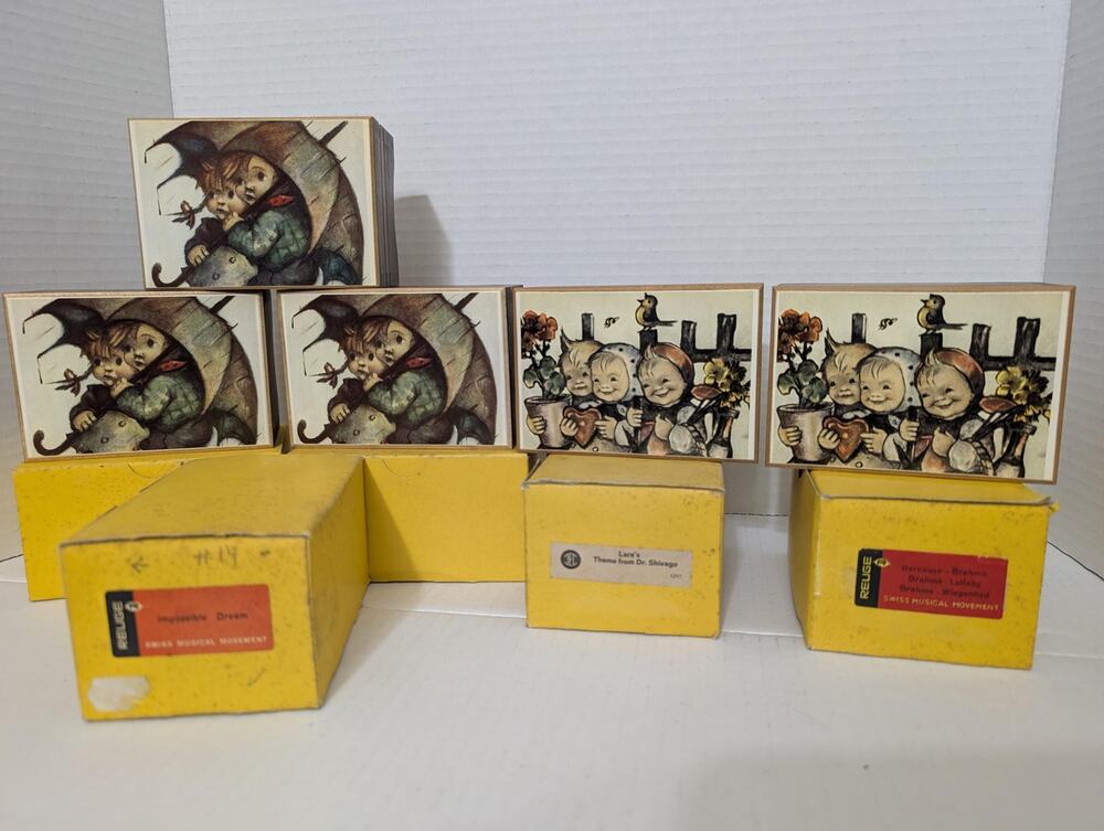 Lot of 5 Vintage Reuge Hummel Music Boxes Swiss Movement Boxed